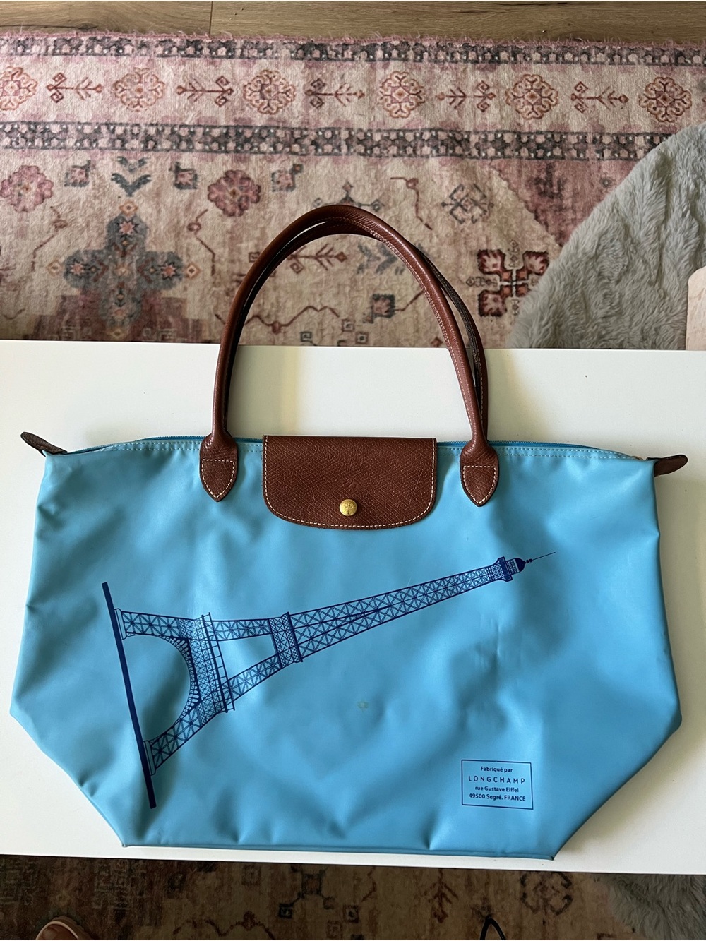 Longchamp Le Pliage Sky Blue Eiffel